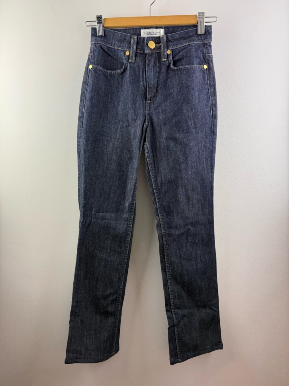 Habitual Made in USA Premium Denim Jeans Size 24 Dark Wash Maltese Cross Y2K